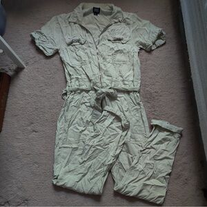 BDG Urban Outfitters Victory Zip Front Coverall Jumpsuit Green Short Sleeve Sz S